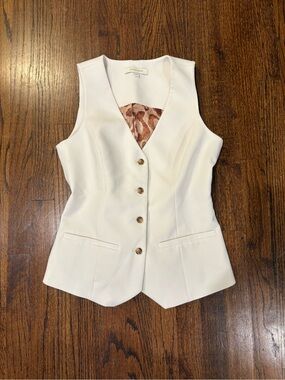 Favorite Daughter Cream Textured Vest with Embroidered Label